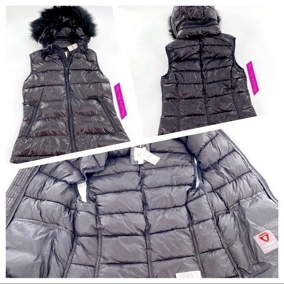 GAP Jackets & Blazers - GAP Black Vest women’s size XS Hooded Faux Fur